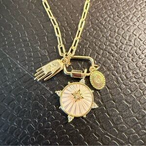 Faux Gold Star Compass Charm Necklace - Women Jewelry
